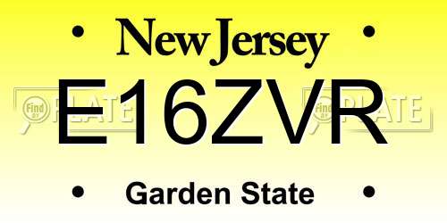 E16ZVR New Jersey License Plate