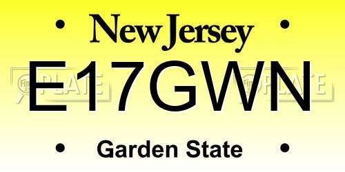 E17GWN New Jersey License Plate
