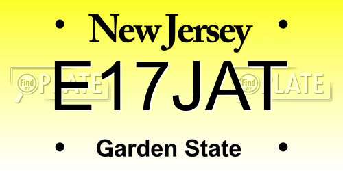 E17JAT New Jersey License Plate