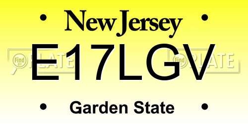 E17LGV New Jersey License Plate