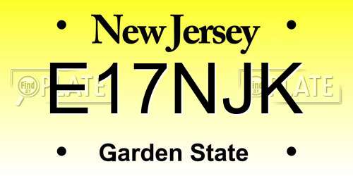 E17NJK New Jersey License Plate