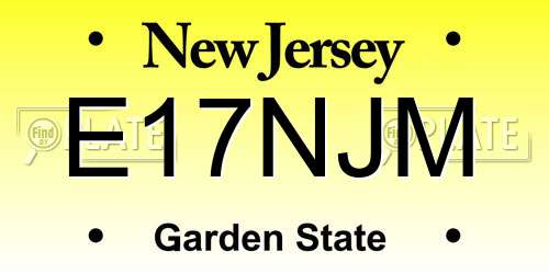 E17NJM New Jersey License Plate