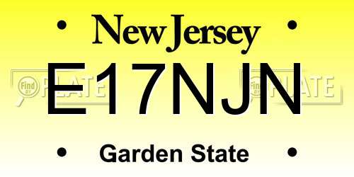 E17NJN New Jersey License Plate