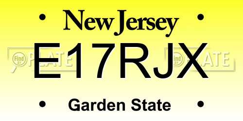 E17RJX New Jersey License Plate