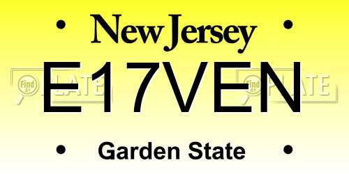 E17VEN New Jersey License Plate