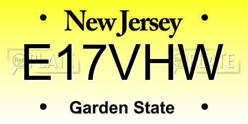 E17VHW New Jersey License Plate
