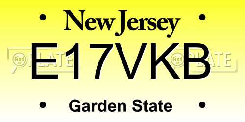 E17VKB New Jersey License Plate