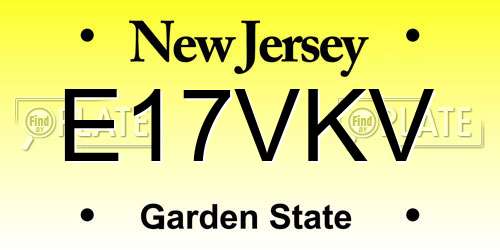 E17VKV New Jersey License Plate