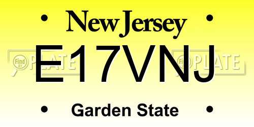 E17VNJ New Jersey License Plate