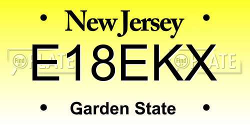 E18EKX New Jersey License Plate