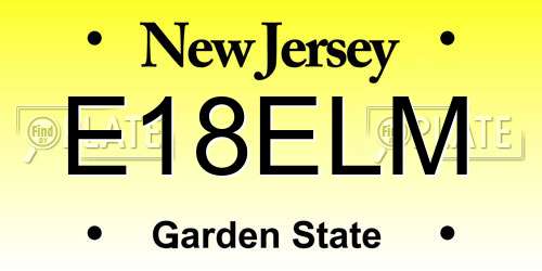 E18ELM New Jersey License Plate