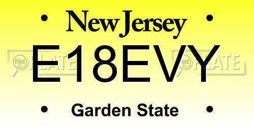 E18EVY New Jersey License Plate