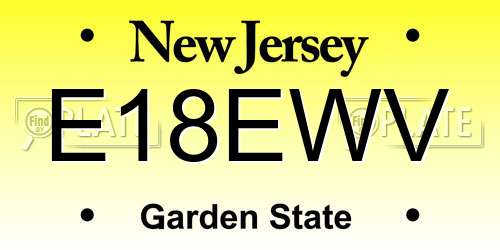 E18EWV New Jersey License Plate
