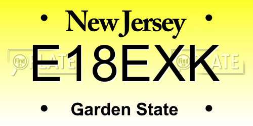 E18EXK New Jersey License Plate