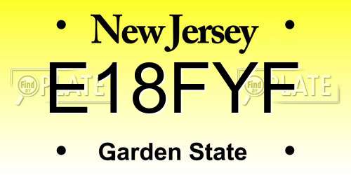 E18FYF New Jersey License Plate