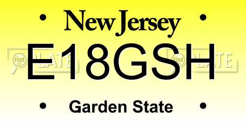 E18GSH New Jersey License Plate