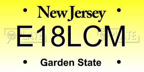 E18LCM New Jersey License Plate