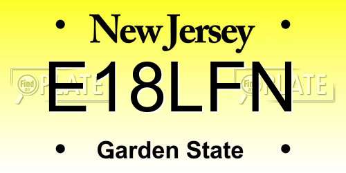 E18LFN New Jersey License Plate