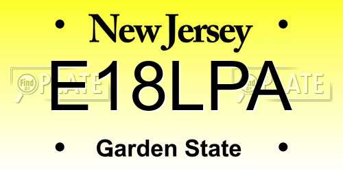E18LPA New Jersey License Plate