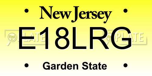 E18LRG New Jersey License Plate