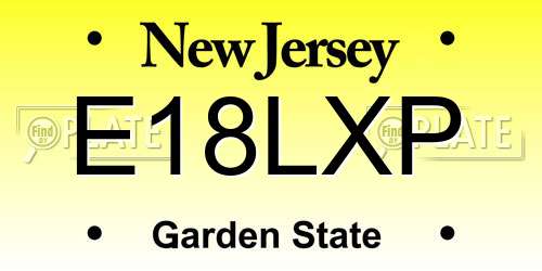 E18LXP New Jersey License Plate