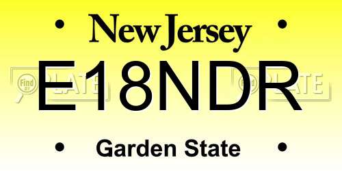 E18NDR New Jersey License Plate