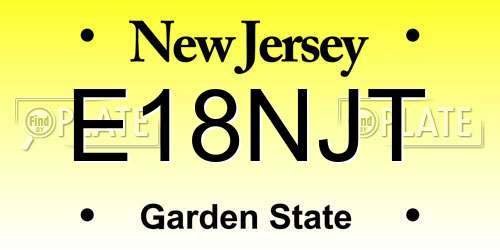 E18NJT New Jersey License Plate