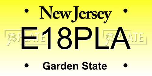 E18PLA New Jersey License Plate