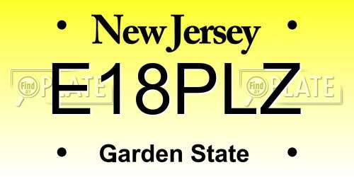 E18PLZ New Jersey License Plate