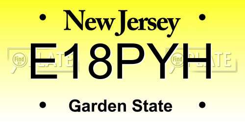 E18PYH New Jersey License Plate