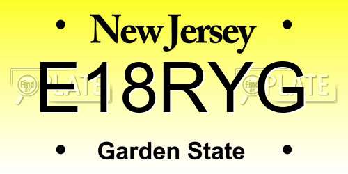 E18RYG New Jersey License Plate