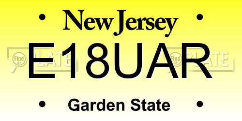 E18UAR New Jersey License Plate