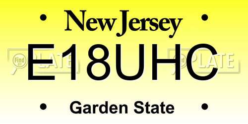 E18UHC New Jersey License Plate