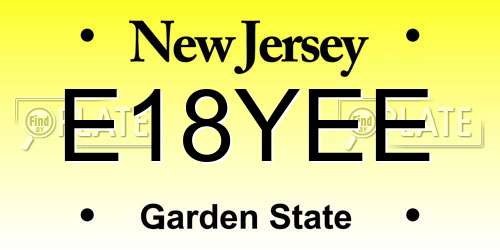 E18YEE New Jersey License Plate