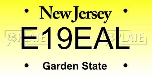 E19EAL New Jersey License Plate