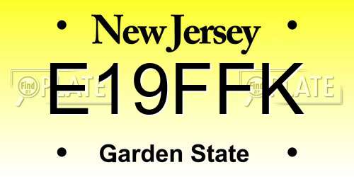 E19FFK New Jersey License Plate