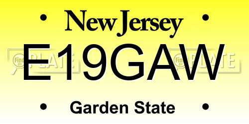 E19GAW New Jersey License Plate