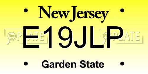 E19JLP New Jersey License Plate