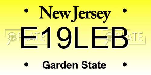 E19LEB New Jersey License Plate