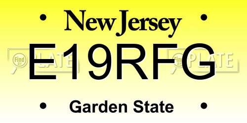 E19RFG New Jersey License Plate