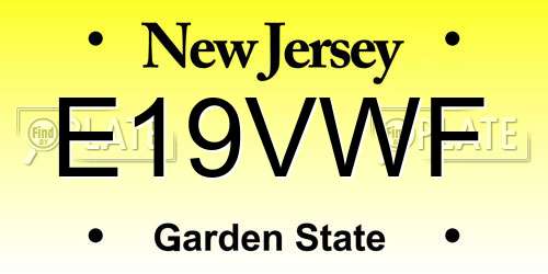 E19VWF New Jersey License Plate