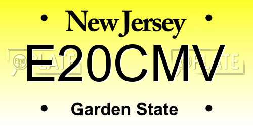 E20CMV New Jersey License Plate