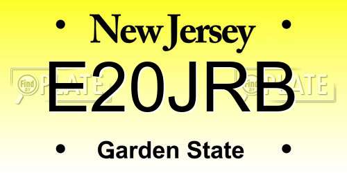 E20JRB New Jersey License Plate