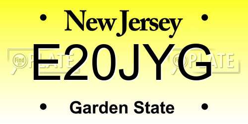 E20JYG New Jersey License Plate