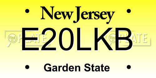 E20LKB New Jersey License Plate