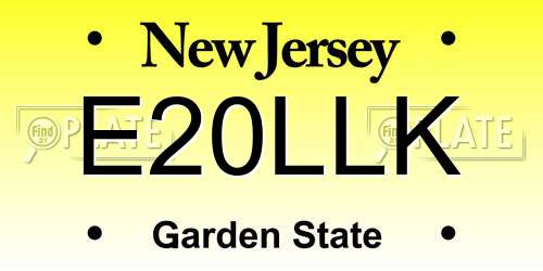 E20LLK New Jersey License Plate