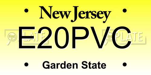 E20PVC New Jersey License Plate