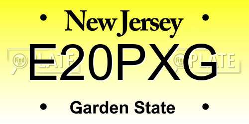 E20PXG New Jersey License Plate