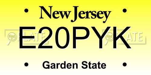 E20PYK New Jersey License Plate