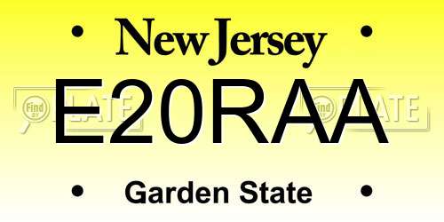 E20RAA New Jersey License Plate